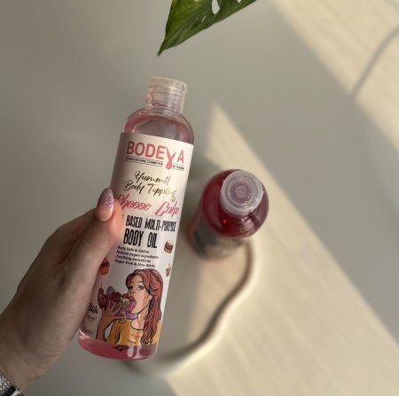 زيت مساج قابل للاكل بنكهة التشييز كيك